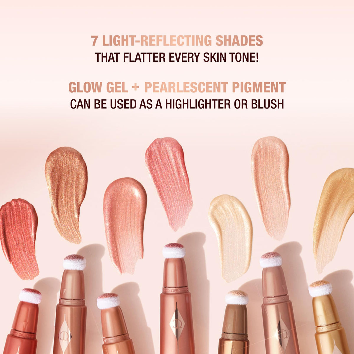 Charlotte Tilbury Beauty Light Wand Peachgasm with makeup brush