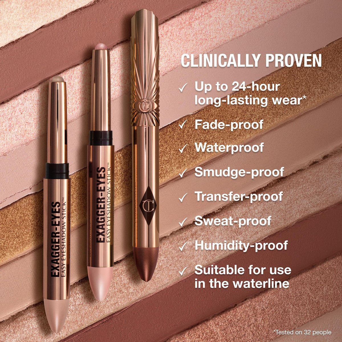 Charlotte Tilbury Exagger-Eyes Easy Eyeshadow Stick with makeup brush