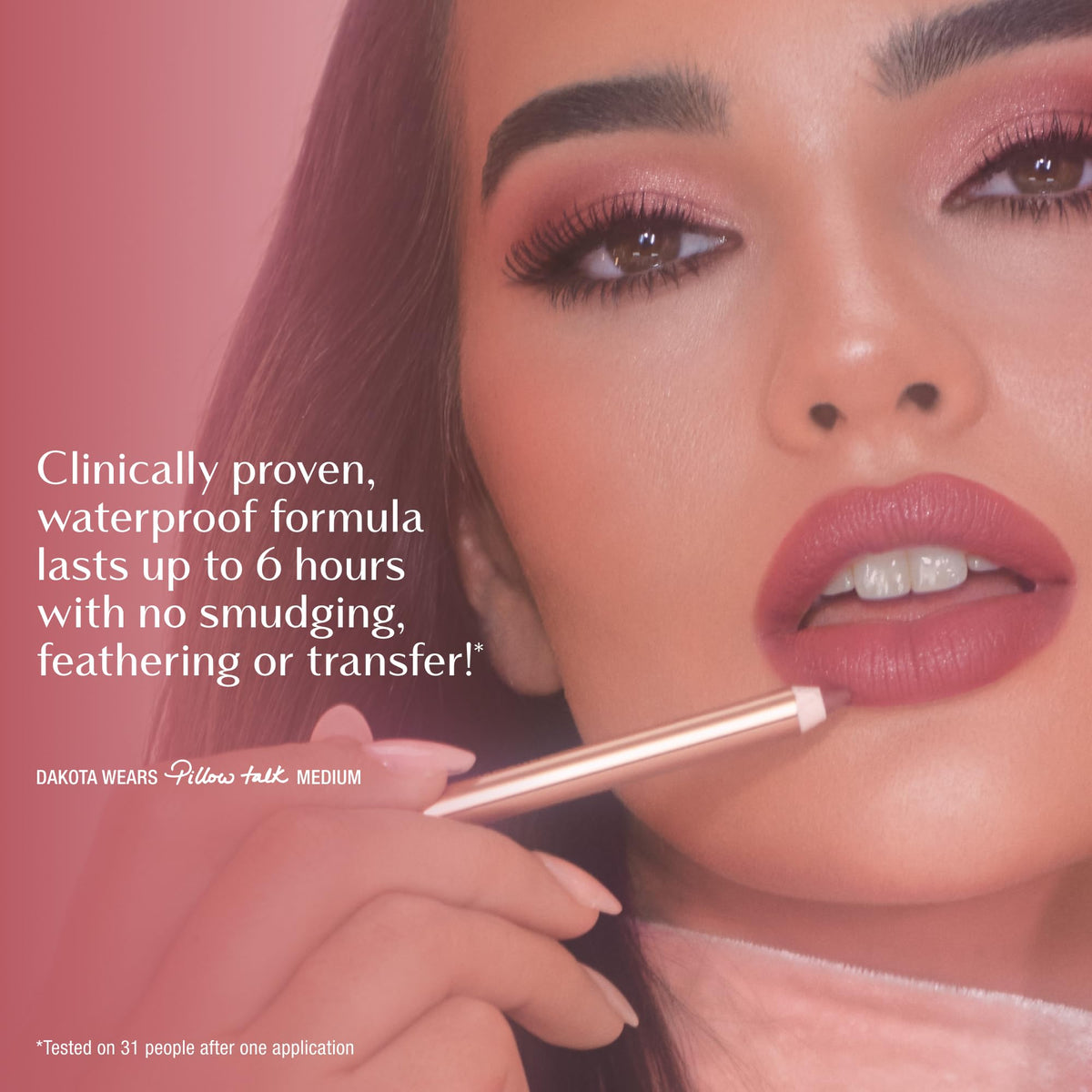 Charlotte Tilbury Lip Cheat Lip Liner texture on lips