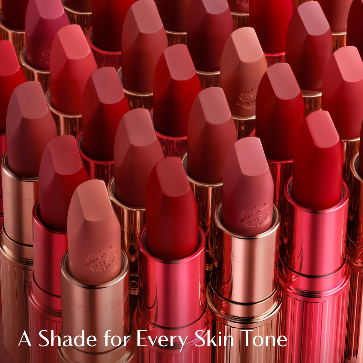Charlotte Tilbury Matte Revolution Lipstick applied on model's lips
