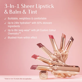 Charlotte Tilbury Pillow Talk Blush Balm Lip Tint applied on lips