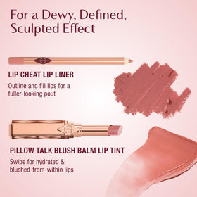 Charlotte Tilbury Pillow Talk Blush Balm Lip Tint shades display