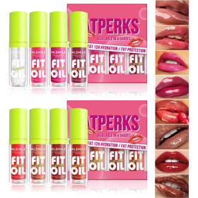 Charm Kiss Lip Oil Gloss Set A+B 8 colours front view