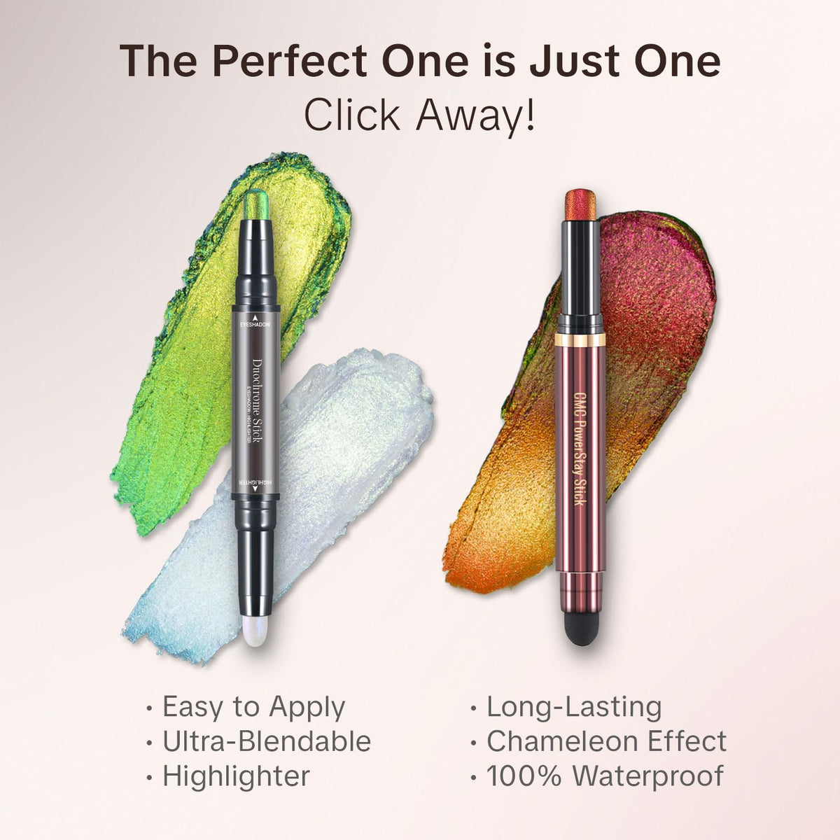 Charmacy Milano Multichrome 2 in 1 Cream Eyeshadow Stick in use on model