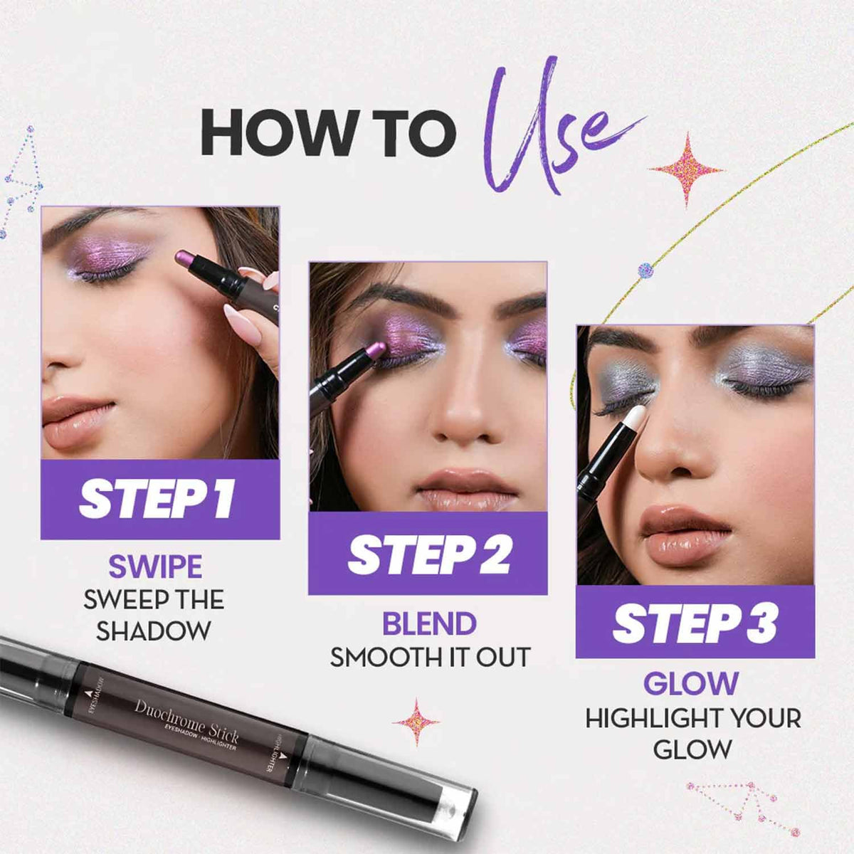 Charmacy Milano Multichrome Eyeshadow Stick swatch on skin