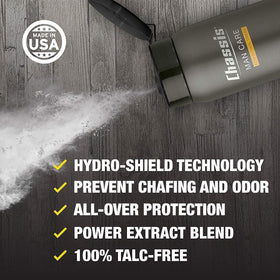 Chassis Ice Max Body Powder for Men side view showing product details