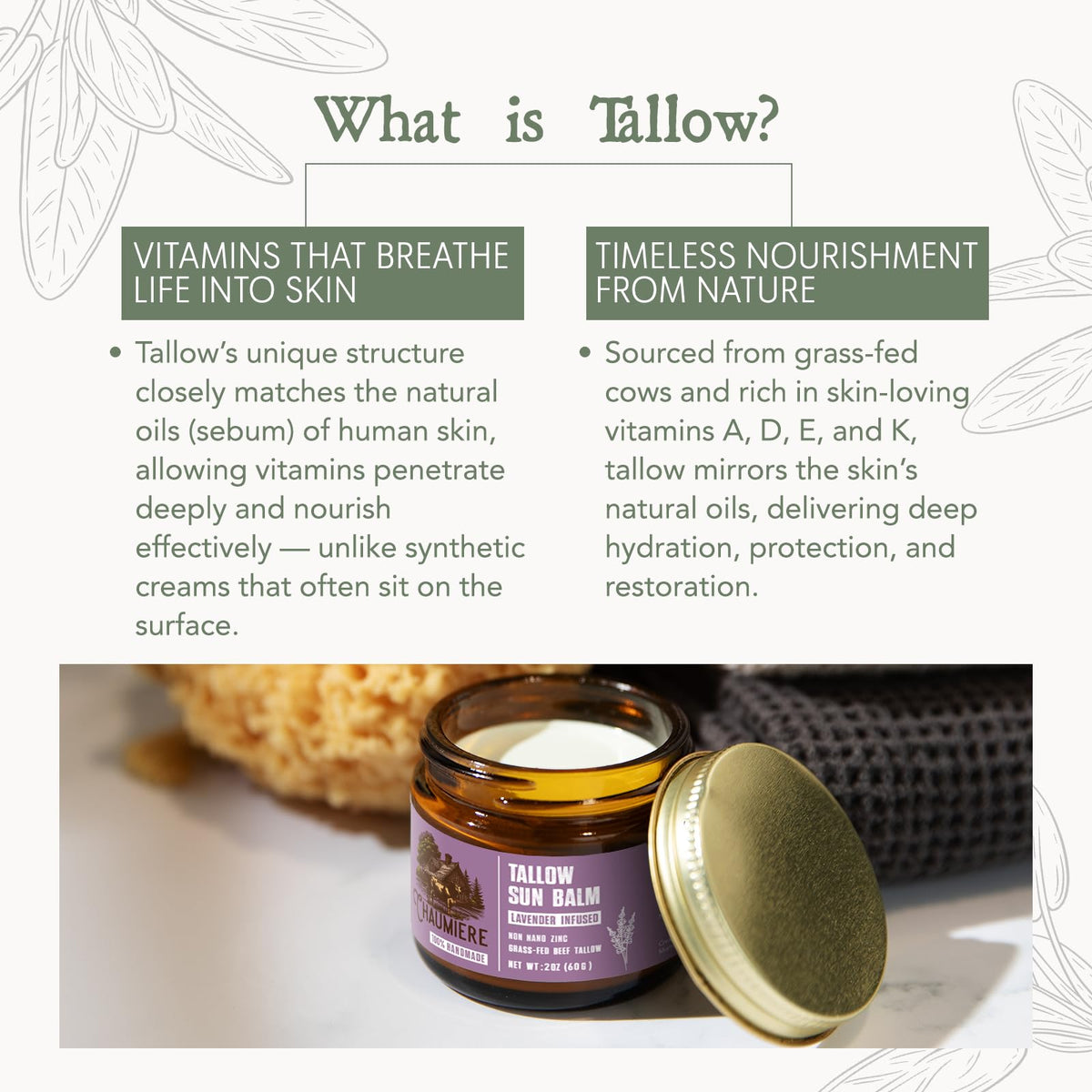 Chaumiere Lavender Tallow Sunscreen SPF 50 back view
