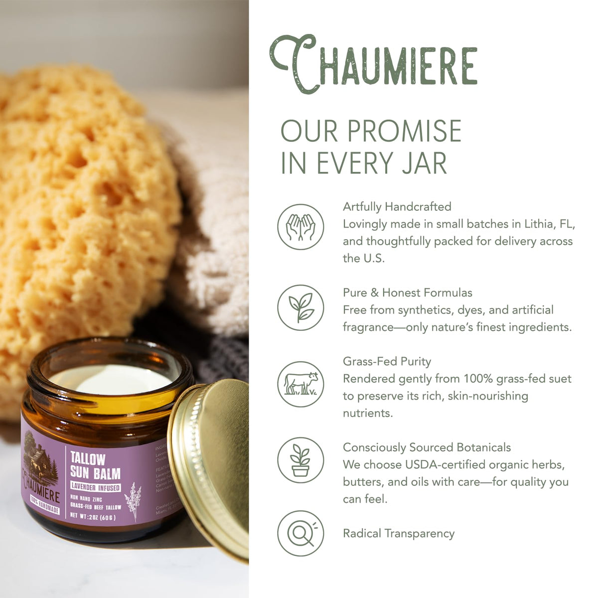 Chaumiere Lavender Tallow Sunscreen SPF 50 packaging