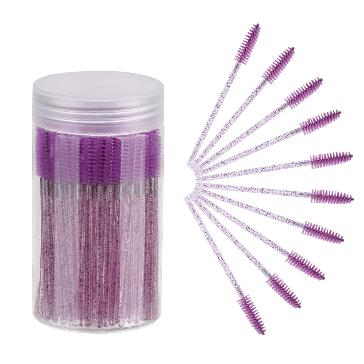 CHEFBEE 100PCS Disposable Eyelash Spoolies Brush with reusable container