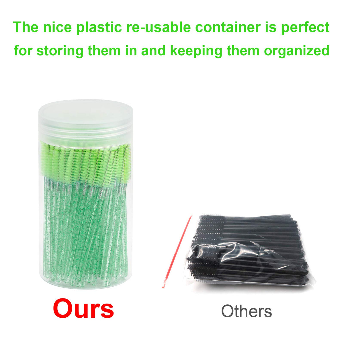 CHEFBEE disposable eyelash brushes in compact travel-friendly container