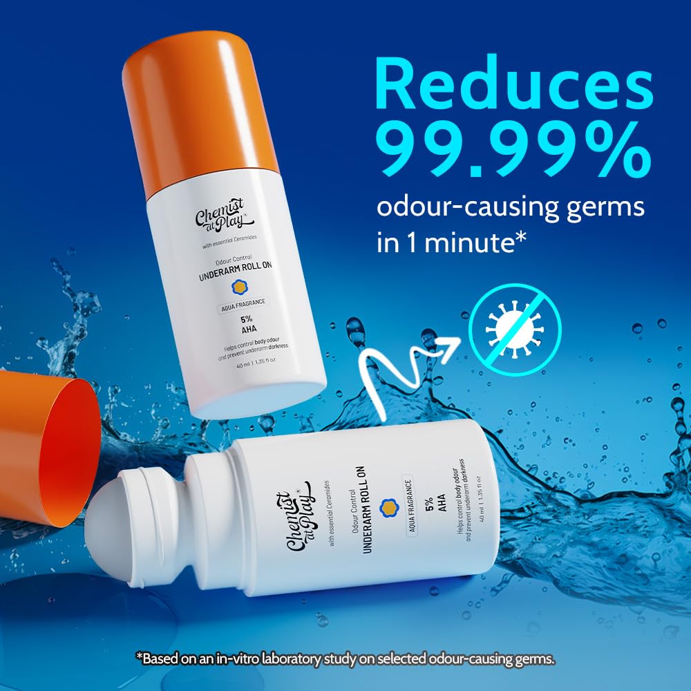 Chemist at Play UnderArm Roll-On in hand demonstrating application