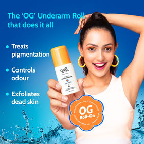 Chemist at Play UnderArm Roll-On with a soft towel and skincare products