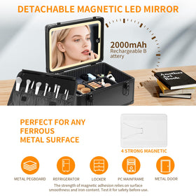 CHENGLIN Makeup Case with detachable LED mirror in use