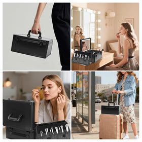 CHENGLIN Makeup Extra Large Case packed with beauty tools