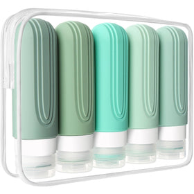 CHEODIN Travel Bottles 5 Pack front view with leakproof design