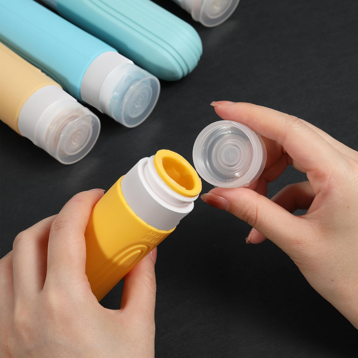 CHEODIN Travel Bottles inside TSA-approved toiletry bag