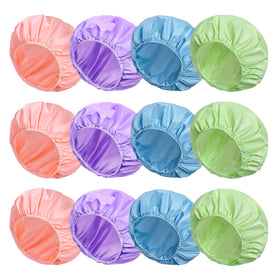 CHFONG 12 PCS Shower Caps in assorted colours front view