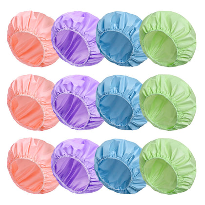 CHFONG 12 PCS Shower Caps in assorted colours front view