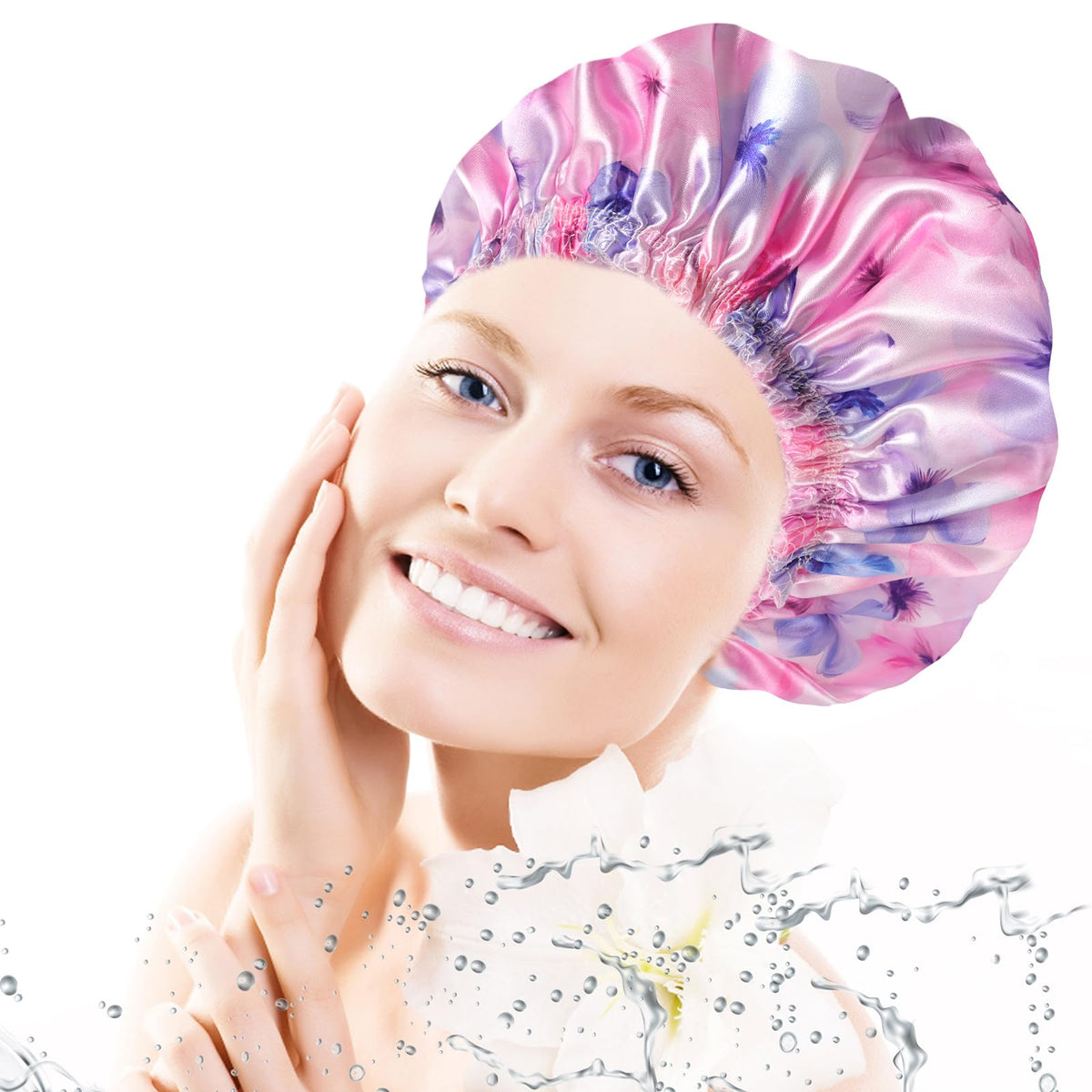 CHFONG Shower Cap - close-up of the elastic edge and stitching