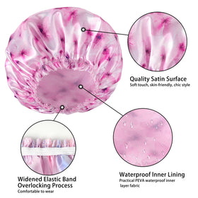 CHFONG Shower Cap displayed on a bathroom counter with beauty products