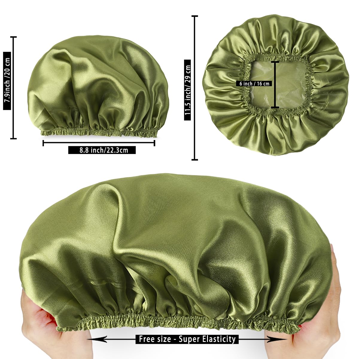 CHFONG shower cap laid flat showing smooth polyester outer layer
