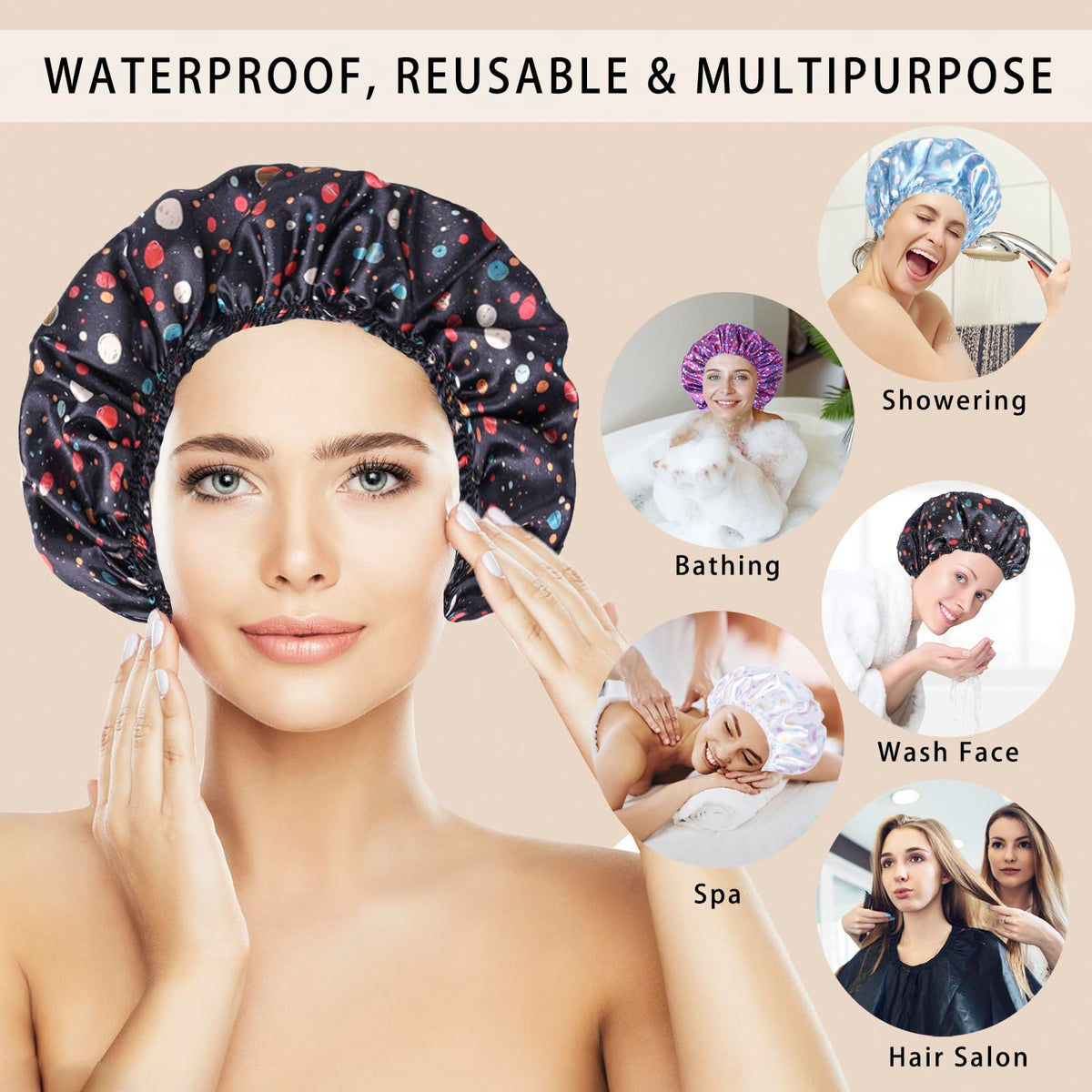 CHFONG Shower Cap lifestyle image in a bathroom setting
