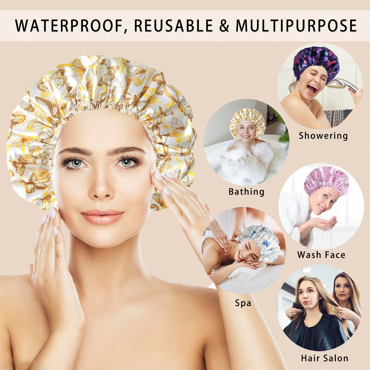 CHFONG shower cap showing double layer design