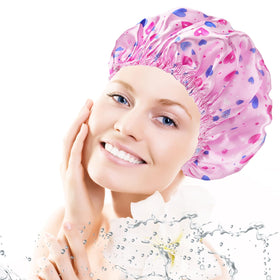 CHFONG Shower Cap showing water-resistant PEVA inner layer