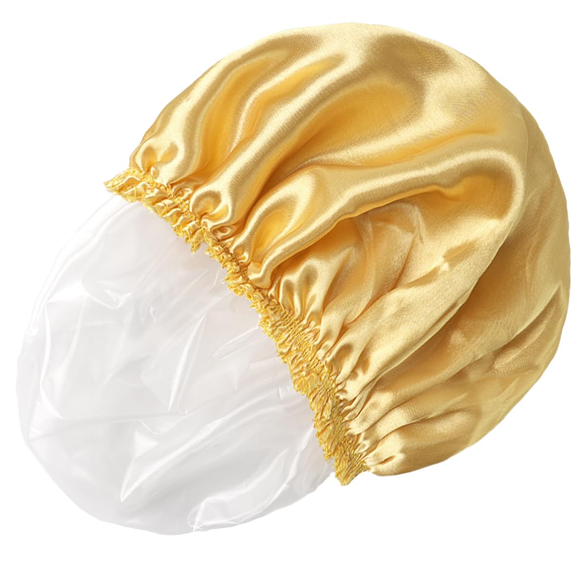 CHFONG shower cap with water-resistant PEVA inner layer visible