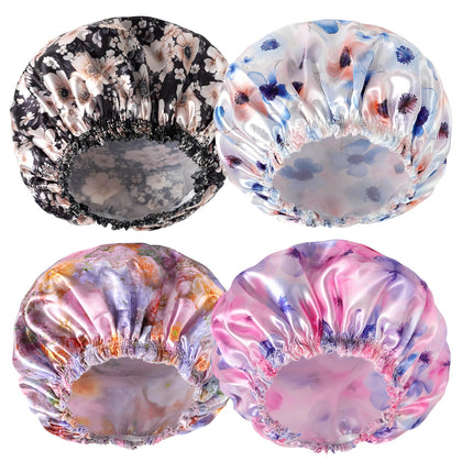 CHFONG Shower Caps for Women - front view with four different colours