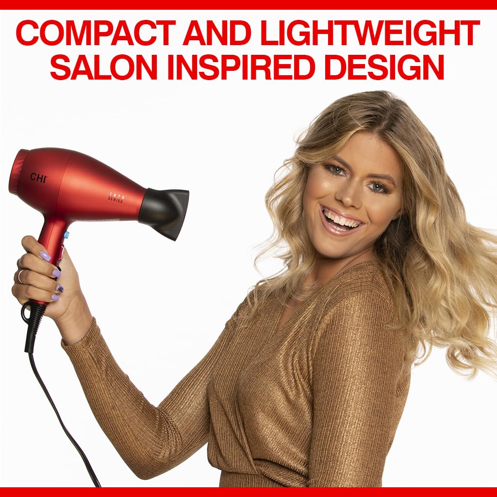 CHI 1875 Series Ionic Hair Dryer with concentrator nozzle attached