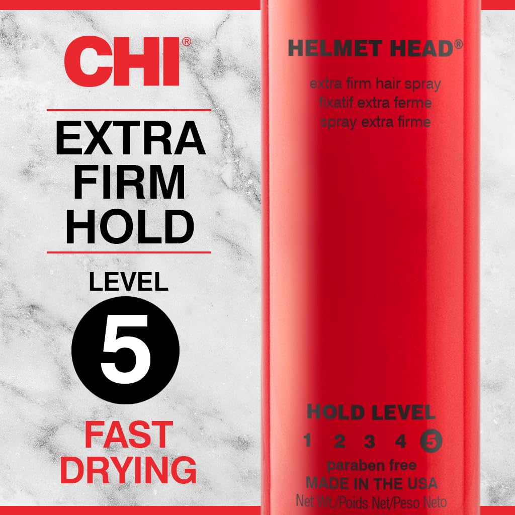 CHI Helmet Head Extra Firm Hairspray application on hair