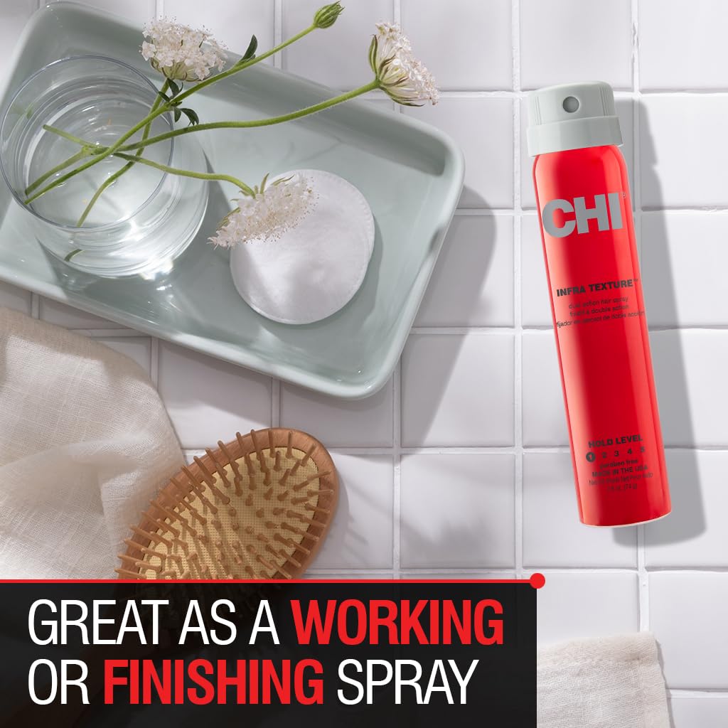 CHI Infra Texture Dual Hair Spray 2.6 Oz with ingredients list