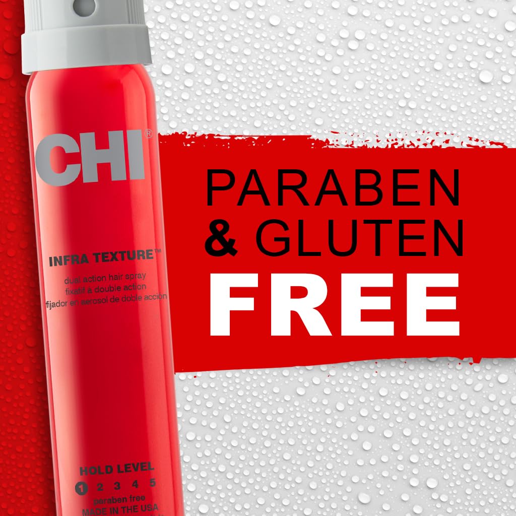 CHI Infra Texture Dual Hair Spray 2.6 Oz with styling tools