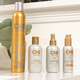 CHI Keratin Conditioner 12 Oz with essential oils background