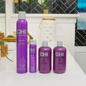 CHI Magnified Volume Conditioner 12 Oz in a bathroom setting