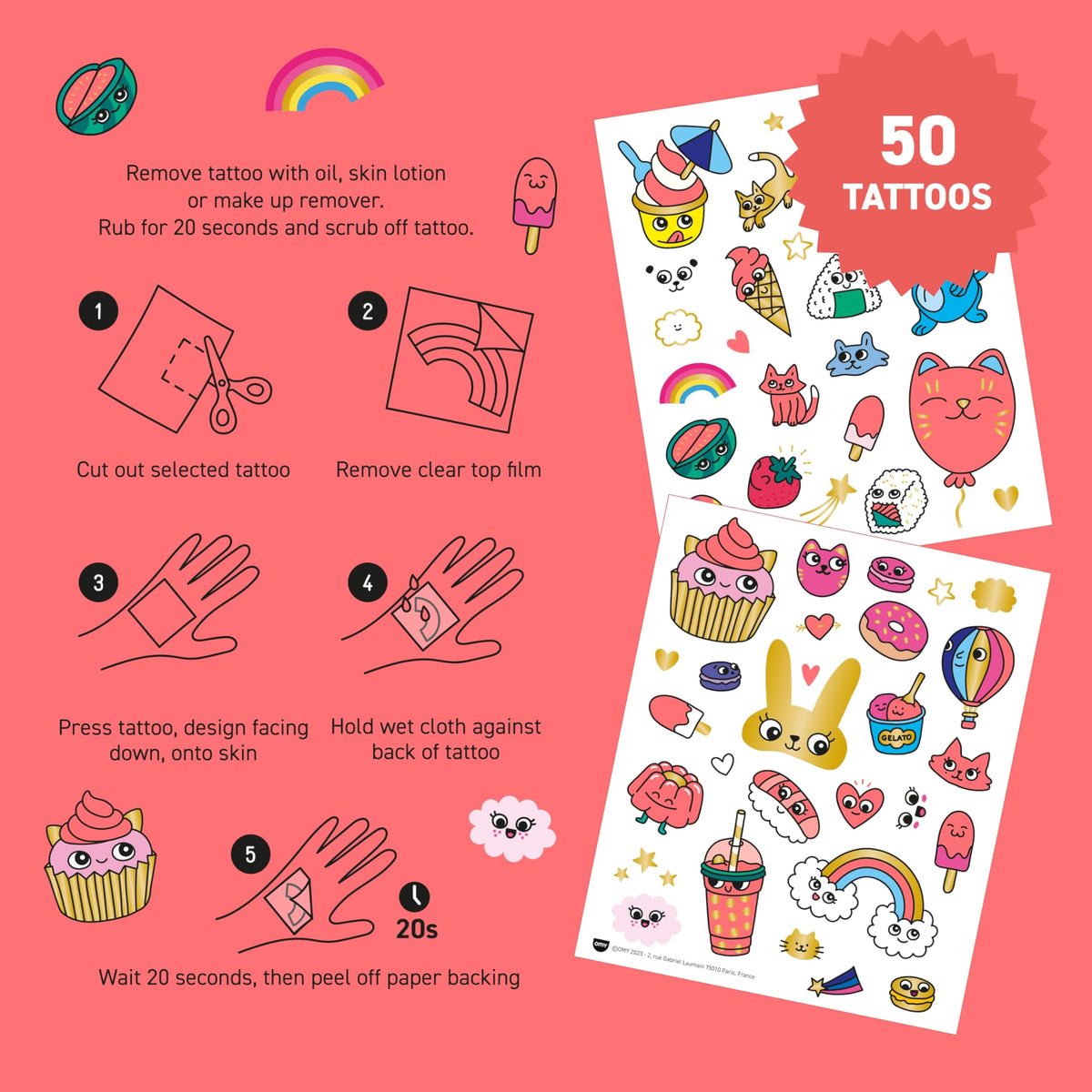 Child applying Omy Kawaii Temporary Tattoo with water