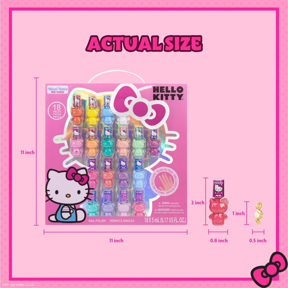 Child applying Townley Girl Hello Kitty Nail Polish on nails