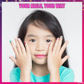 Child applying Townley Girl nail polish with toe separators