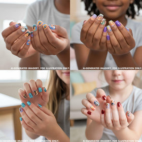 Child applying Townley Girl press-on nails at a sleepover