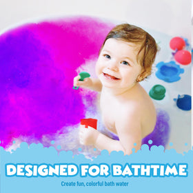 Child enjoying a colourful bath with Tub Works Bath Color Fizzies
