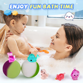 Child enjoying bath time with BYGGVIR bath bombs