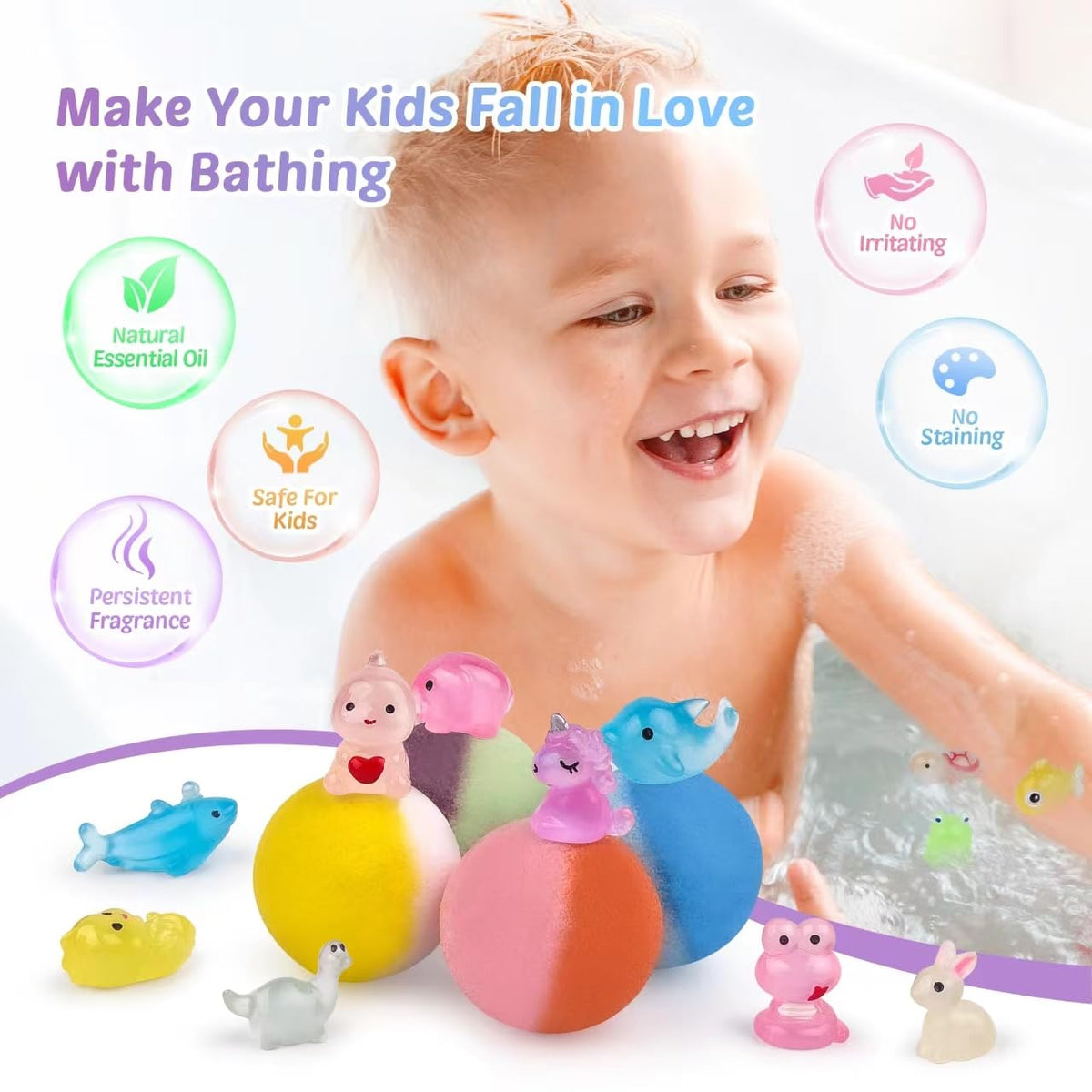 Child enjoying bath time with DOVIPE bath bombs