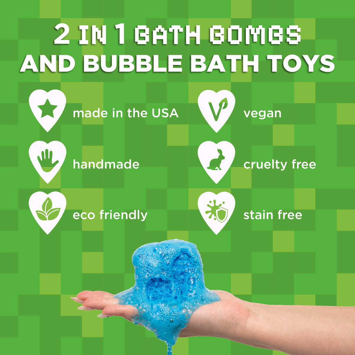 Child enjoying bath time with Two Sisters Creeper Bath Bomb