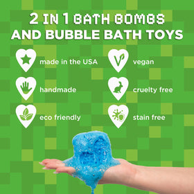 Child enjoying bath time with Two Sisters Creeper Bath Bomb