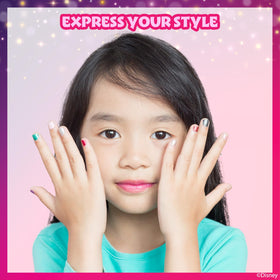 Child showing off colourful nails after using Townley Girl polish