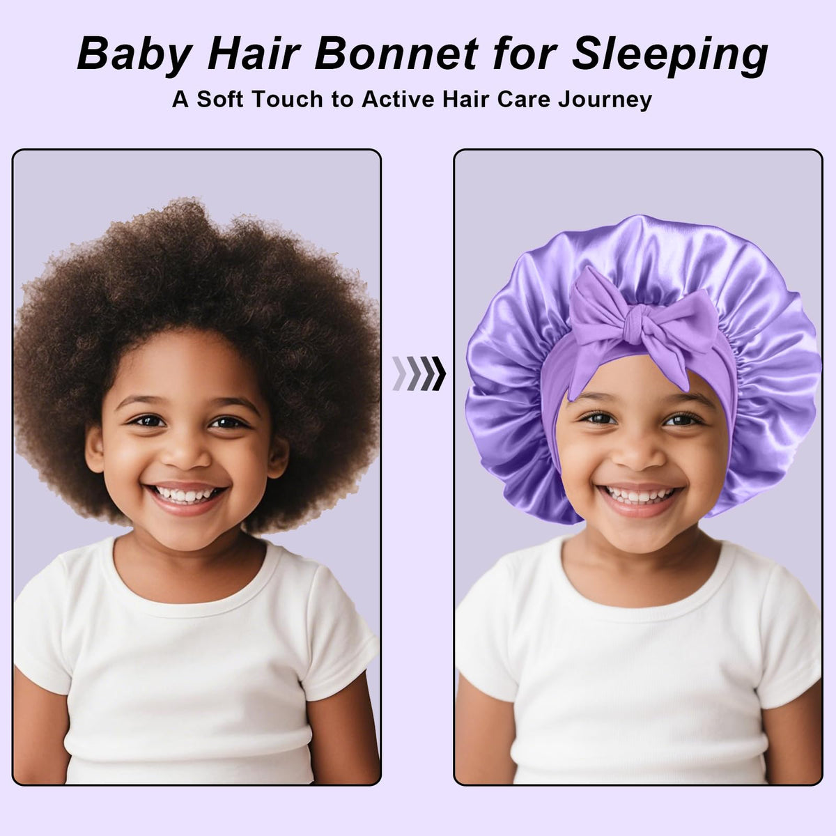 Child wearing FIRSTPELLA Kids Silk Satin Bonnet while sleeping