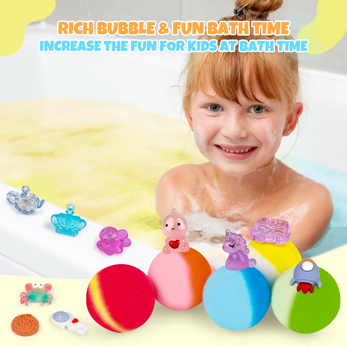 Children enjoying bath time with BYGGVIR bath bombs
