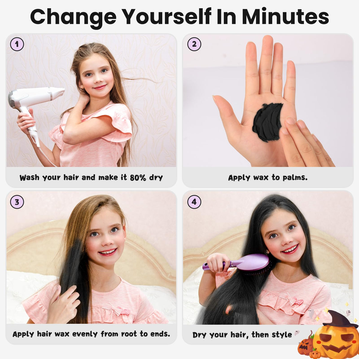 Children using Hansuby Temporary Black Hair Color Wax