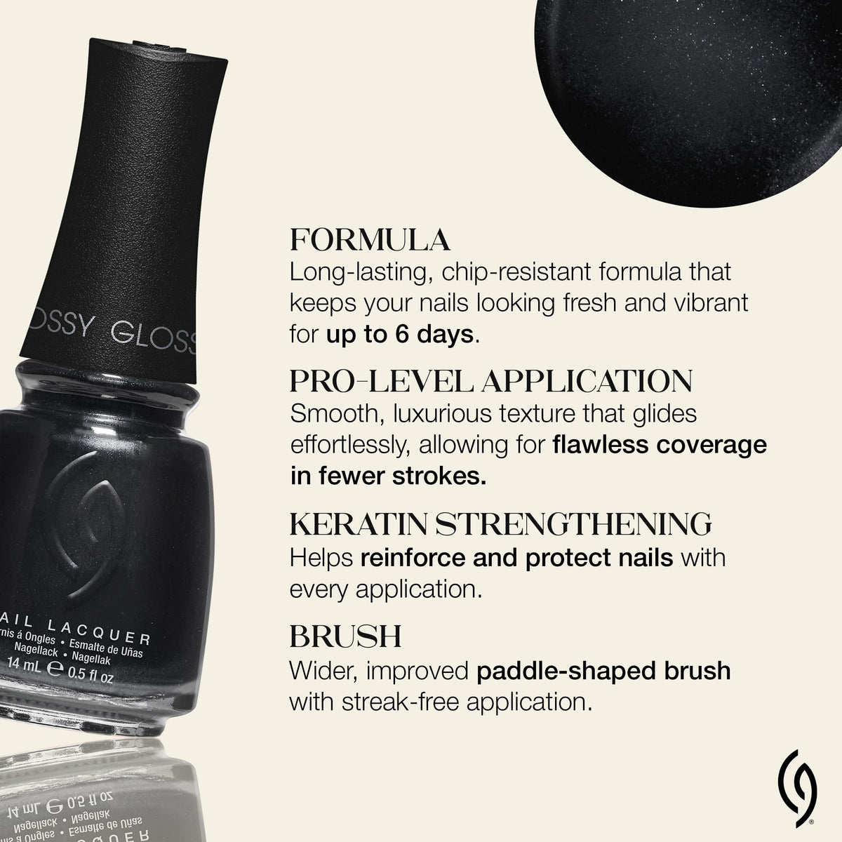 China Glaze Black Diamond Nail Lacquer with brush